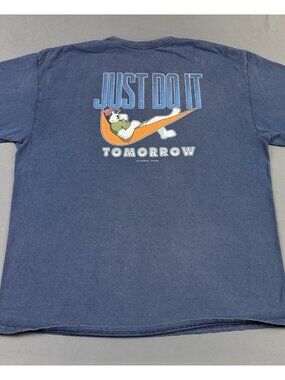 Rare Vintage Y2K Big Dogs Just Do It Tomorrow Swoosh Parody Funny Sun Fade XL T